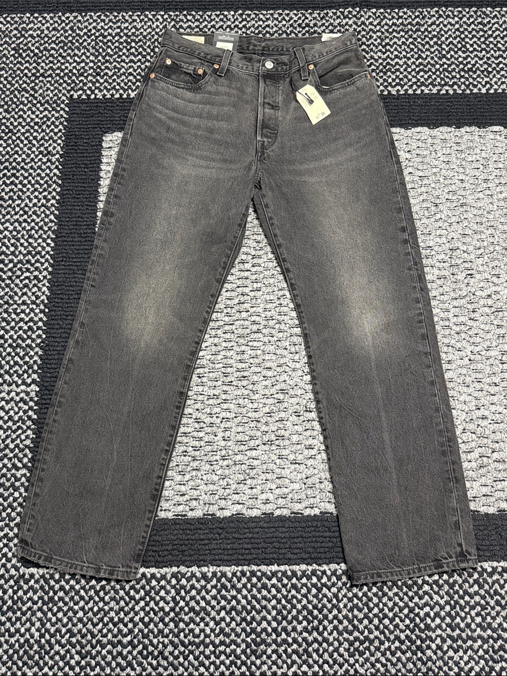 Levi's Premium 501 '90s Jeans Sz 29 NWT Faded Black Straight Leg Distressed Hem